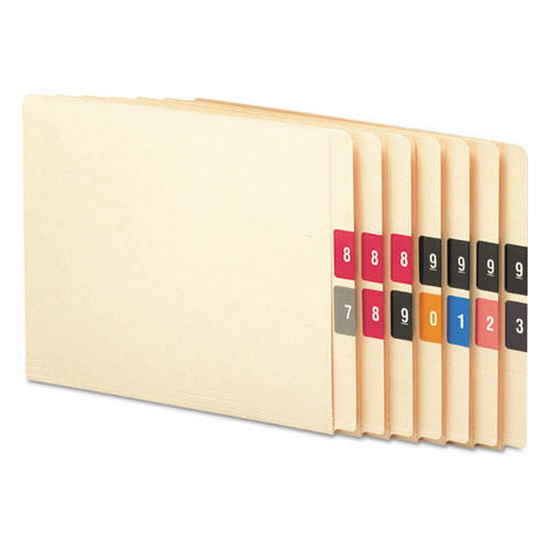 Numerical End Tab File Folder Labels, 3, 1 X 1.25, White, 500/roll