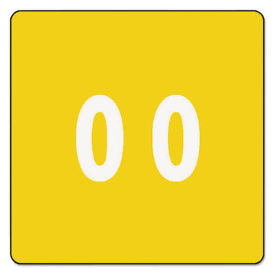 Numerical End Tab File Folder Labels, 0, 1.5 X 1.5, Yellow, 250/roll