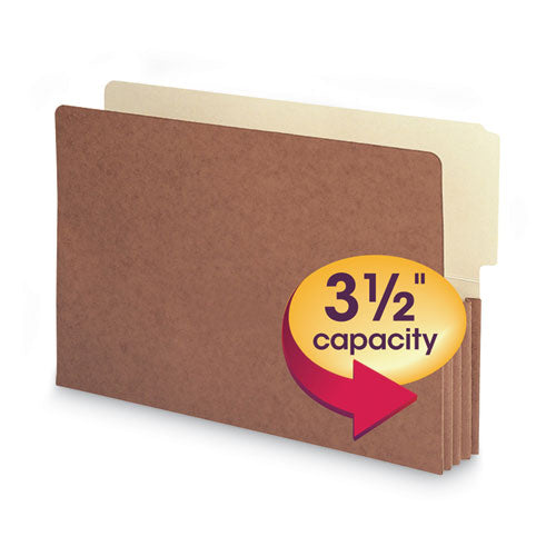 Redrope Drop-front End Tab File Pockets, 3.5" Expansion, Legal Size, Redrope, 10/box
