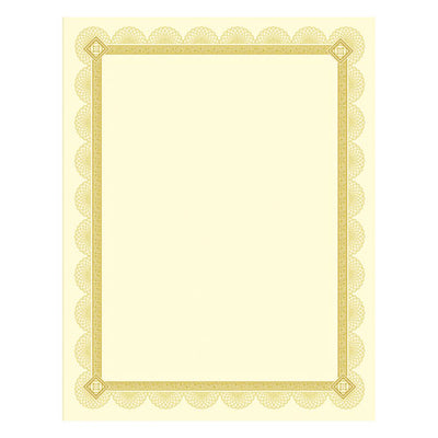 Premium Certificates, 8.5 X 11, Ivory/gold With Spiro Gold Foil Border,15/pack