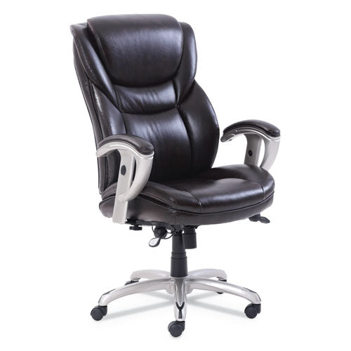 Emerson Executive Task Chair, Supports Up To 300 Lb, 19" To 22" Seat Height, Brown Seat/back, Silver Base