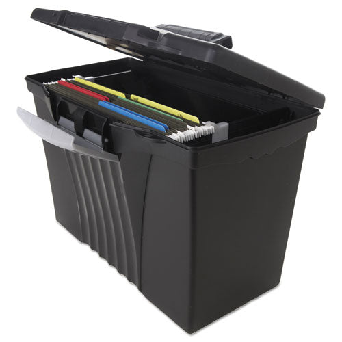 Portable Letter/legal Filebox With Organizer Lid, Letter/legal Files, 14.5" X 10.5" X 12", Clear/silver