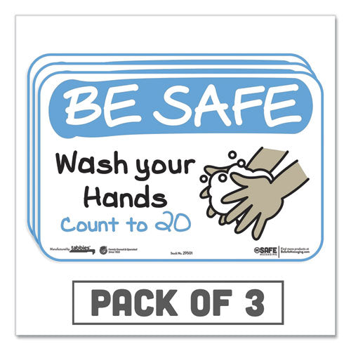 Besafe Messaging Education Wall Signs, 9 X 6, "be Safe, Wear A Mask, Wash Your Hands, Follow The Arrows", Monkey, 3/pack
