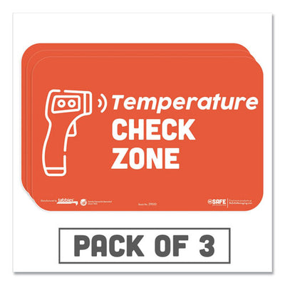 Besafe Messaging Education Wall Signs, 9 X 6, "temperature Check Zone", 3/pack