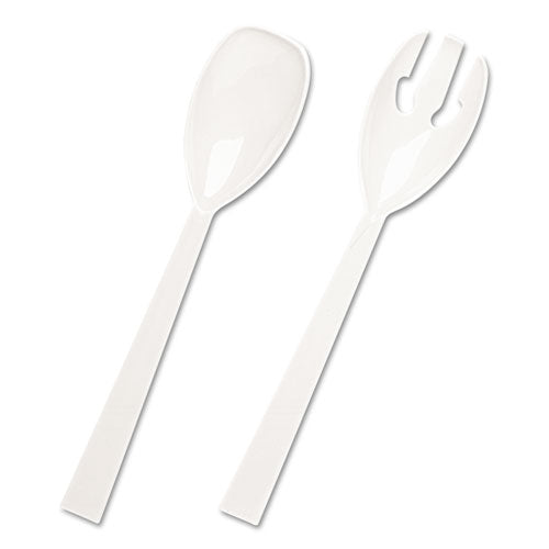 Table Set Plastic Serving Forks And Spoons, White, 24 Forks, 24 Spoons Per Pack