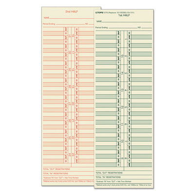 Time Clock Cards, Replacement For 10-100382/1950-9631, Two Sides, 3.5 X 10.5, 500/box