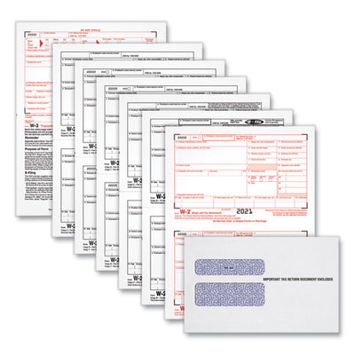 W-2 Tax Forms Kit, Fiscal Year: 2022, Six-part Carbonless, 8.5 X 5.5, 2 Forms/sheet, 24 Forms Total