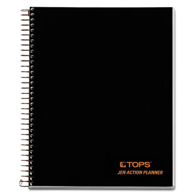 Jen Action Planner, 1 Subject, Narrow Rule, Black Cover, 8.5 X 6.75, 100 Sheets
