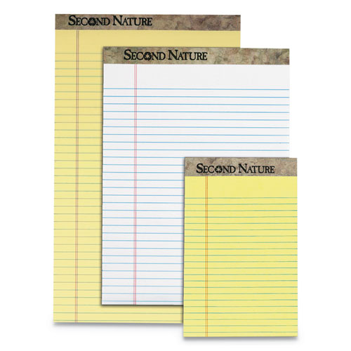 Second Nature Recycled Ruled Pads, Wide/legal Rule, 50 White 8.5 X 11.75 Sheets, Dozen