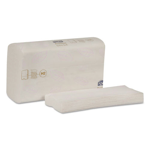 Premium Soft Xpress 3-panel Multifold Hand Towels, 2-ply, 9.13 X 9.5, White With Blue Leaf, 135/packs, 16 Packs/carton