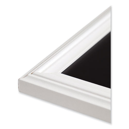 Magnetic Chalkboard With Décor Frame, 30 X 20, Black Surface, White Mdf Frame