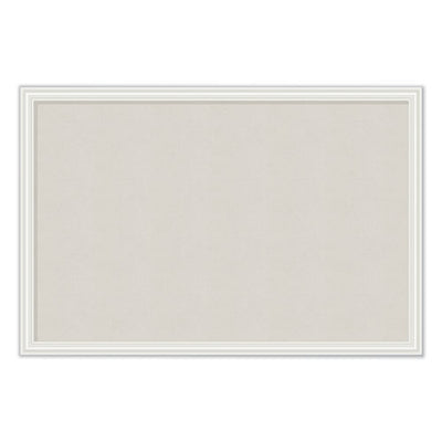 Linen Bulletin Board With Décor Frame, 30 X 20, Natural Surface, White Mdf Frame