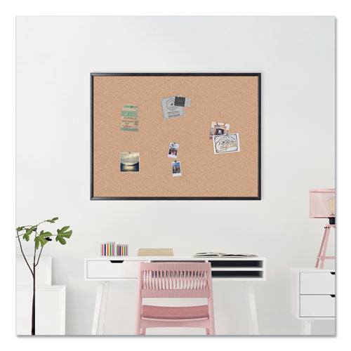 Cork Bulletin Board, 48 X 36, Natural Surface, Black Mdf Frame