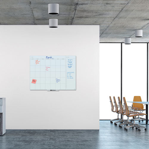 Floating Glass Dry Erase Calendar, Undated One Month, 48 X 36, White Surface
