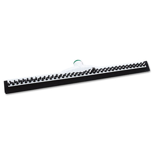 Sanitary Brush With Squeegee, Black Polypropylene Bristles, 18" Brush, Moss Plastic Handle