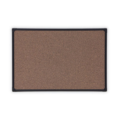 Tech Cork Board, 36 X 24, Cork Surface, Black Plastic Frame