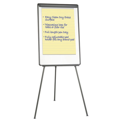 Dry Erase Board With Tripod Easel, 29 X 41, White Surface, Black Frame
