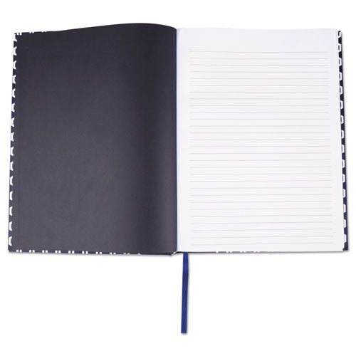 Casebound Hardcover Notebook, 1 Subject, Wide/legal Rule, Dark Blue/white Cover, 10.25 X 7.63, 150 Sheets