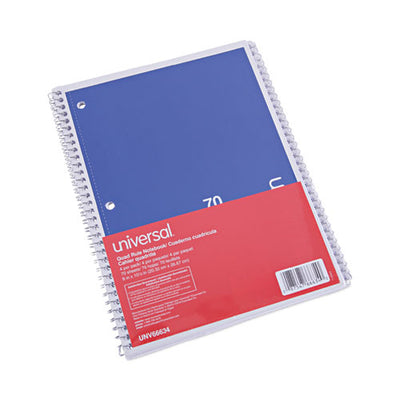 Wirebound Notebook, 1 Subject, Quadrille Rule, Assorted Covers, 10.5 X 8, 70 Sheets, 4/pack