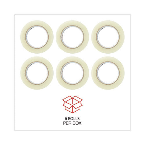 Quiet Tape Box Sealing Tape, 3" Core, 1.88" X 109 Yds, Clear, 6/pack