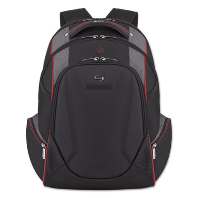 Launch Laptop Backpack, Fits Devices Up To 17.3", Polyester, 12.5 X 8 X 19.5, Black/gray/red