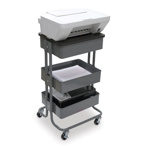 Adjustable Multi-use Storage Cart And Stand-up Workstation, 15.25" X 11" X 18.5" To 39", Gray