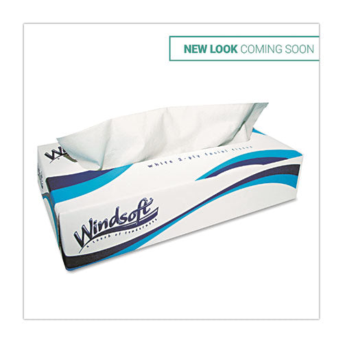 Facial Tissue, 2 Ply, White, Flat Pop-up Box, 100 Sheets/box, 30 Boxes/carton
