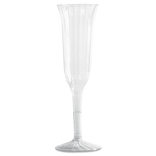 Classic Crystal Plastic Wine Glasses On Pedestals, 5 Oz, Clear, Fluted, 10/pack, 24 Packs/carton
