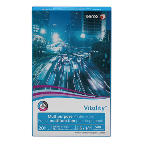Vitality Multipurpose Print Paper, 92 Bright, 20 Lb Bond Weight, 8.5 X 14, White, 500 Sheets/ream, 10 Reams/carton