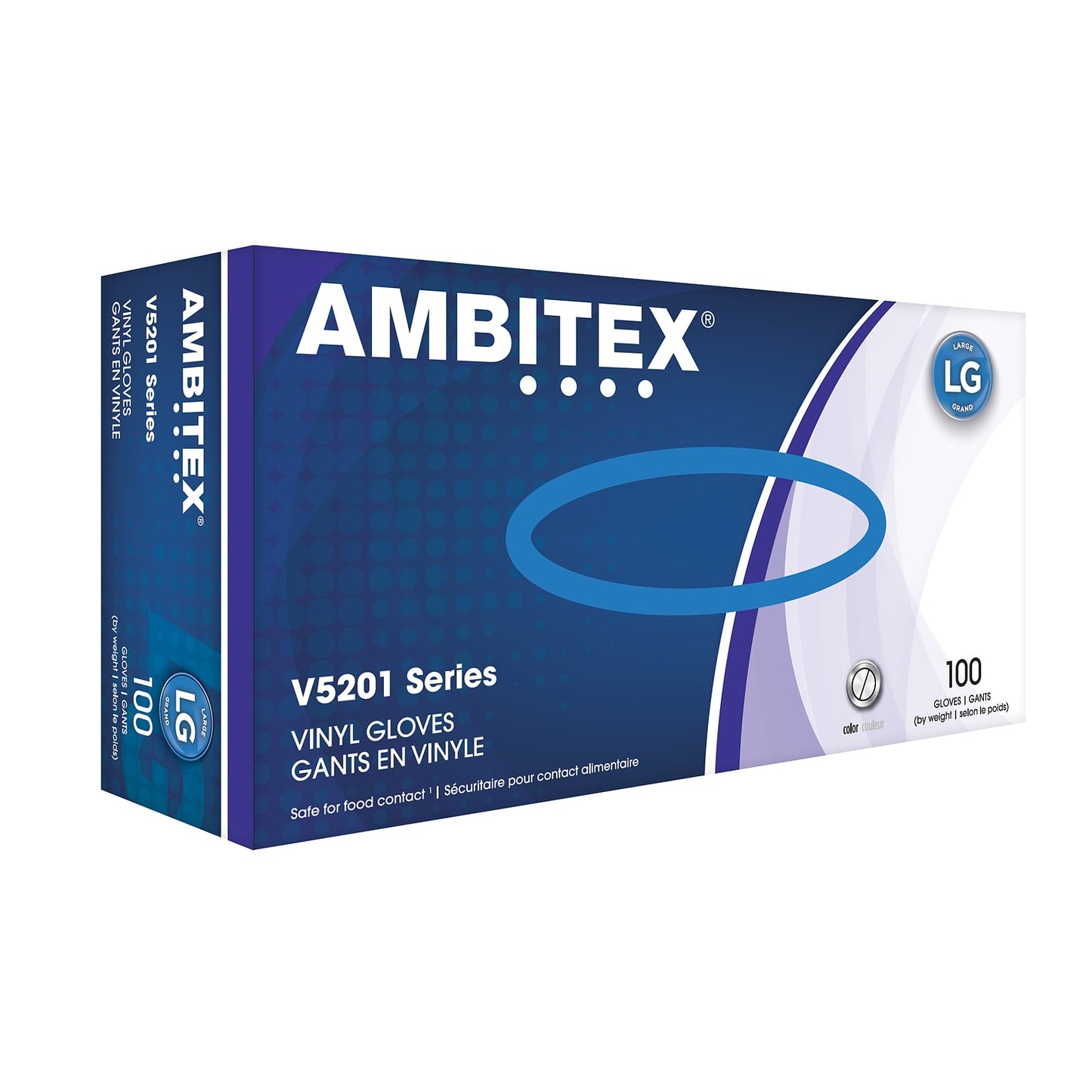 Ambitex V5201 Series Latex Free Clear Vinyl Gloves, 100/Box