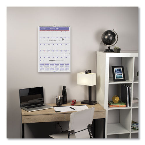 Monthly Wall Calendar With Ruled Daily Blocks, 12 X 17, White Sheets, 12-month (jan To Dec): 2023