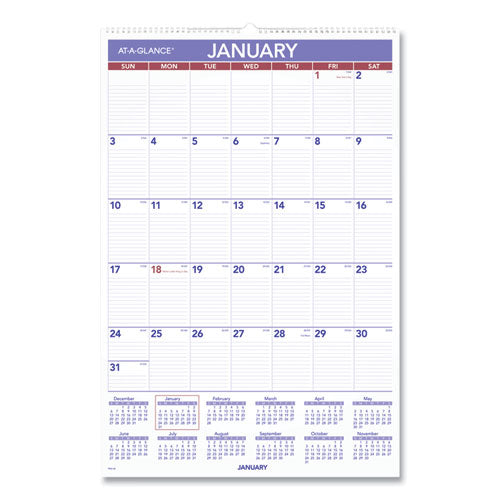 Monthly Wall Calendar With Ruled Daily Blocks, 12 X 17, White Sheets, 12-month (jan To Dec): 2023