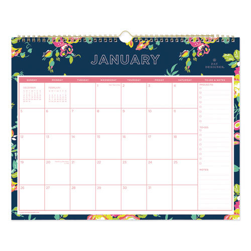 Day Designer Peyton Wall Calendar, Peyton Floral Artwork, 15 X 12, White/navy Sheets, 12-month (jan To Dec): 2023