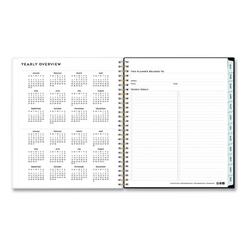 Baccara Dark Monthly Planner, Baccara Dark Floral Artwork, 10 X 8, Gray/black/gold Cover, 2023