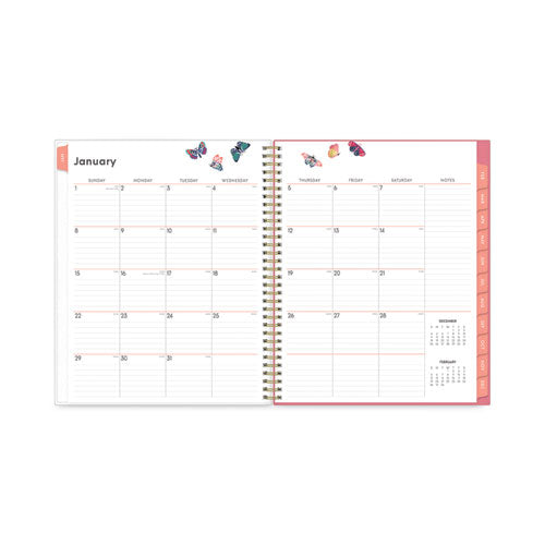 Fly By Frosted Weekly/monthly Planner, Fly By Butterflies Artwork, 11 X 8.5, Blush/pink Cover, 12-month (jan To Dec): 2023