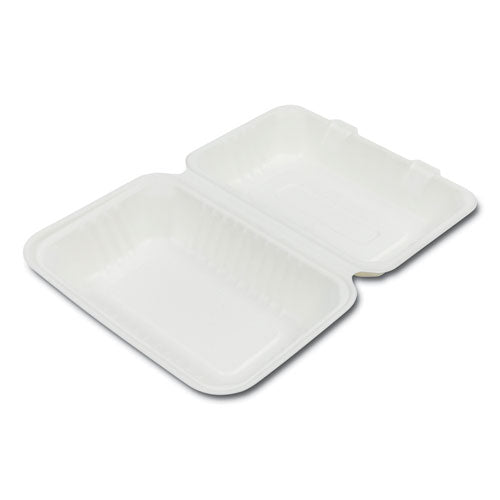 Bagasse Pfas-free Food Containers, Hoagie/hinged Lid, 1-compartment, 6 X 3 X 9, White, Bamboo/sugarcane, 250/carton