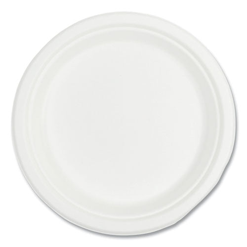 Bagasse Pfas-free Dinnerware, Plate, 9" Dia, White, 500/carton