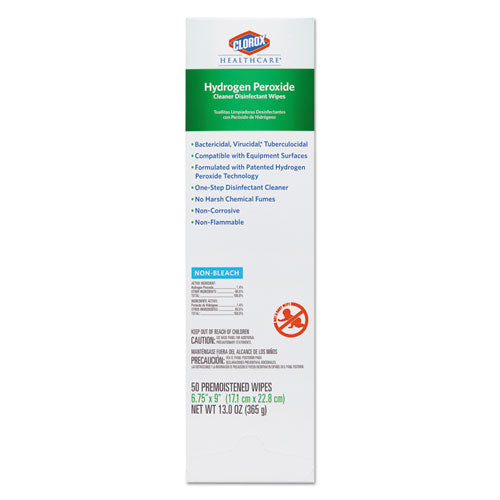 Hydrogen Peroxide Cleaner Disinfectant Wipes, 5.75 X 6.75, Unscented, White, 155/canister, 6 Canisters/carton