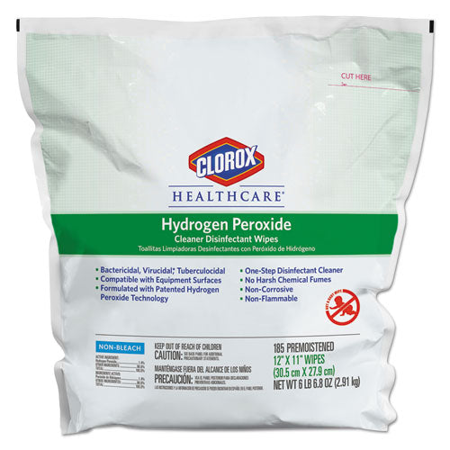 Hydrogen Peroxide Cleaner Disinfectant Wipes, 5.75 X 6.75, Unscented, White, 155/canister, 6 Canisters/carton