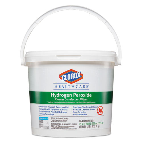 Hydrogen Peroxide Cleaner Disinfectant Wipes, 12 X 11, Unscented, White, 185/pack, 2 Packs/carton