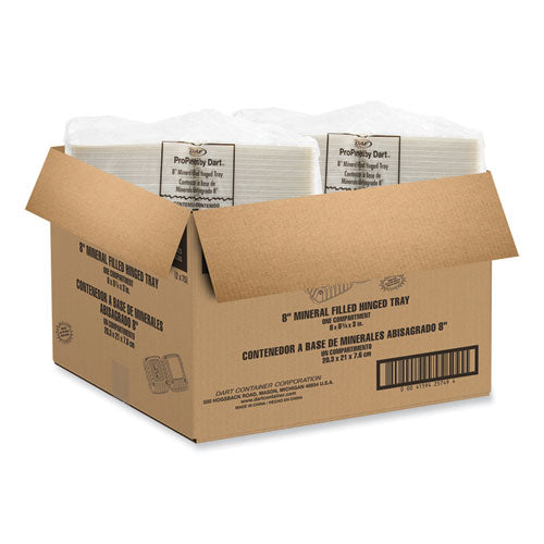 Proplanet Hinged Lid Containers, Single Compartment, 8.25 X 8 X 3, White, Plastic, 150/carton