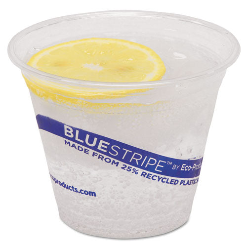 Bluestripe 25% Recycled Content Cold Cups, 9 Oz, Clear/blue, 50/pack, 20 Packs/carton