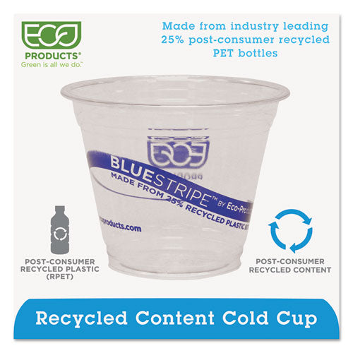 Bluestripe 25% Recycled Content Cold Cups, 9 Oz, Clear/blue, 50/pack, 20 Packs/carton