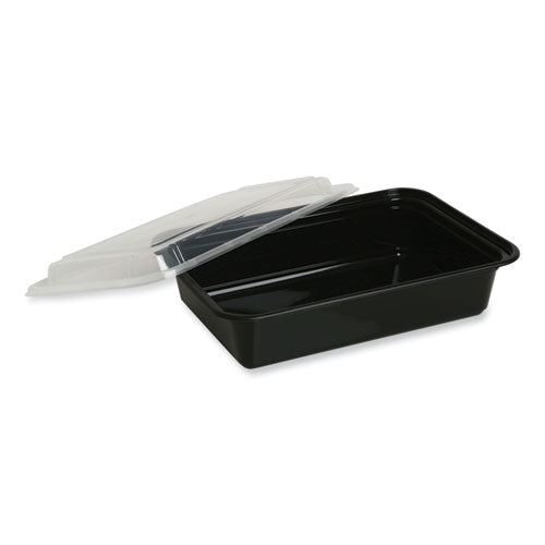Food Container, 38 Oz, 8.81 X 6.02 X 2.48, Black/clear, Plastic, 150/carton