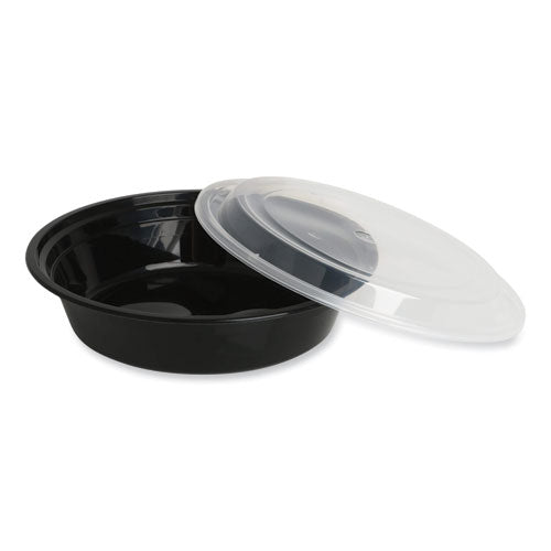 Food Container, 16 Oz, 6.29 X 6.29 X 1.96, Black/clear, Plastic, 150/carton