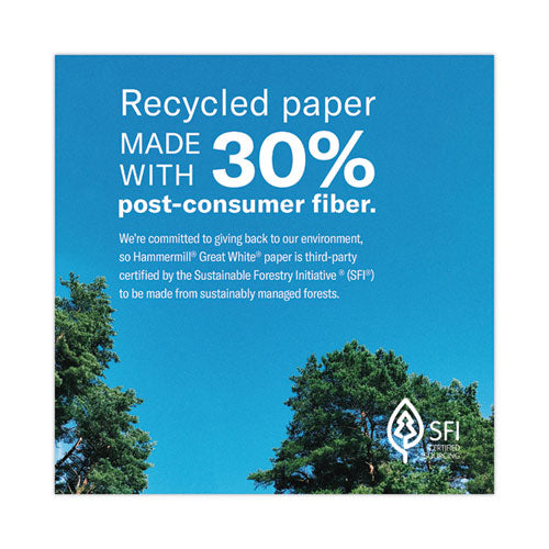 Great White 30 Recycled Print Paper, 92 Bright, 20 Lb Bond Weight, 11 X 17, White, 500/ream