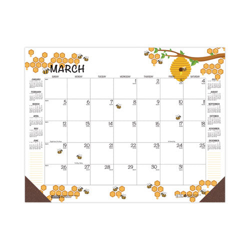 Recycled Honeycomb Desk Pad Calendar, 22 X 17, White/multicolor Sheets, Brown Corners, 12-month (jan To Dec): 2023