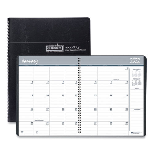 24-month Recycled Ruled Monthly Planner, 11 X 8.5, Black Cover, 24-month (jan To Dec): 2023 To 2024