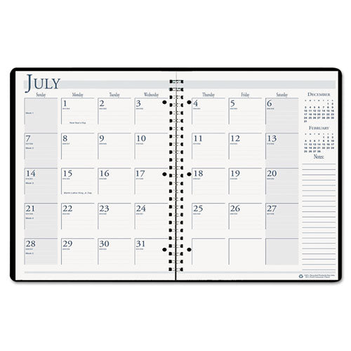 Spiralbound Academic Monthly Planner, 11 X 8.5, Black Cover, 14-month (july To Aug): 2023 To 2024