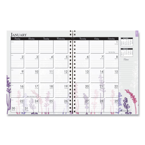Recycled Wild Flower Weekly/monthly Planner, Wild Flowers Artwork, 9 X 7, Gray/white/purple Cover, 12-month (jan-dec): 2023